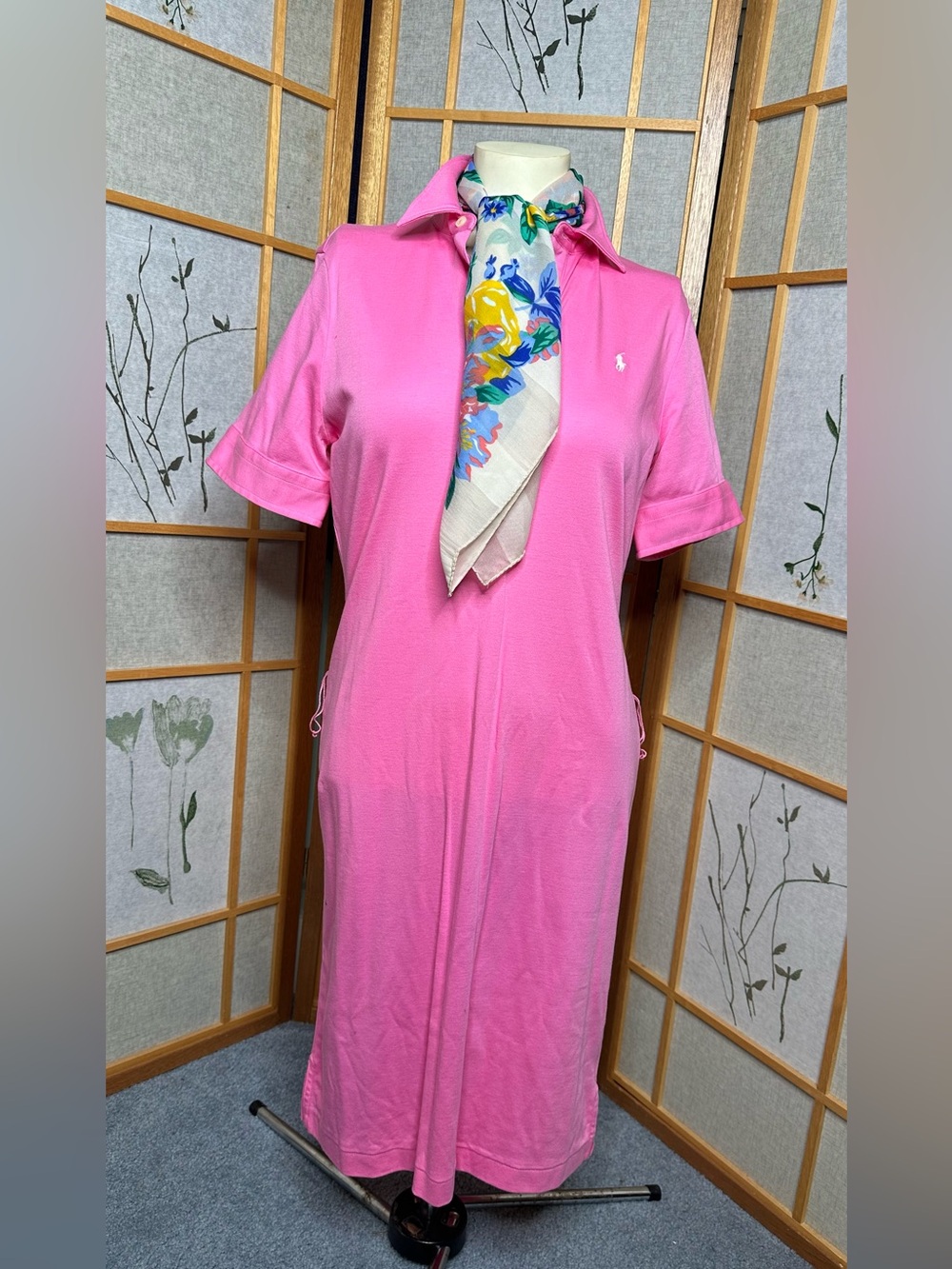 NWOT Ralph Lauren Sport Dress Womens size M. Hot Pink with white Polo,
